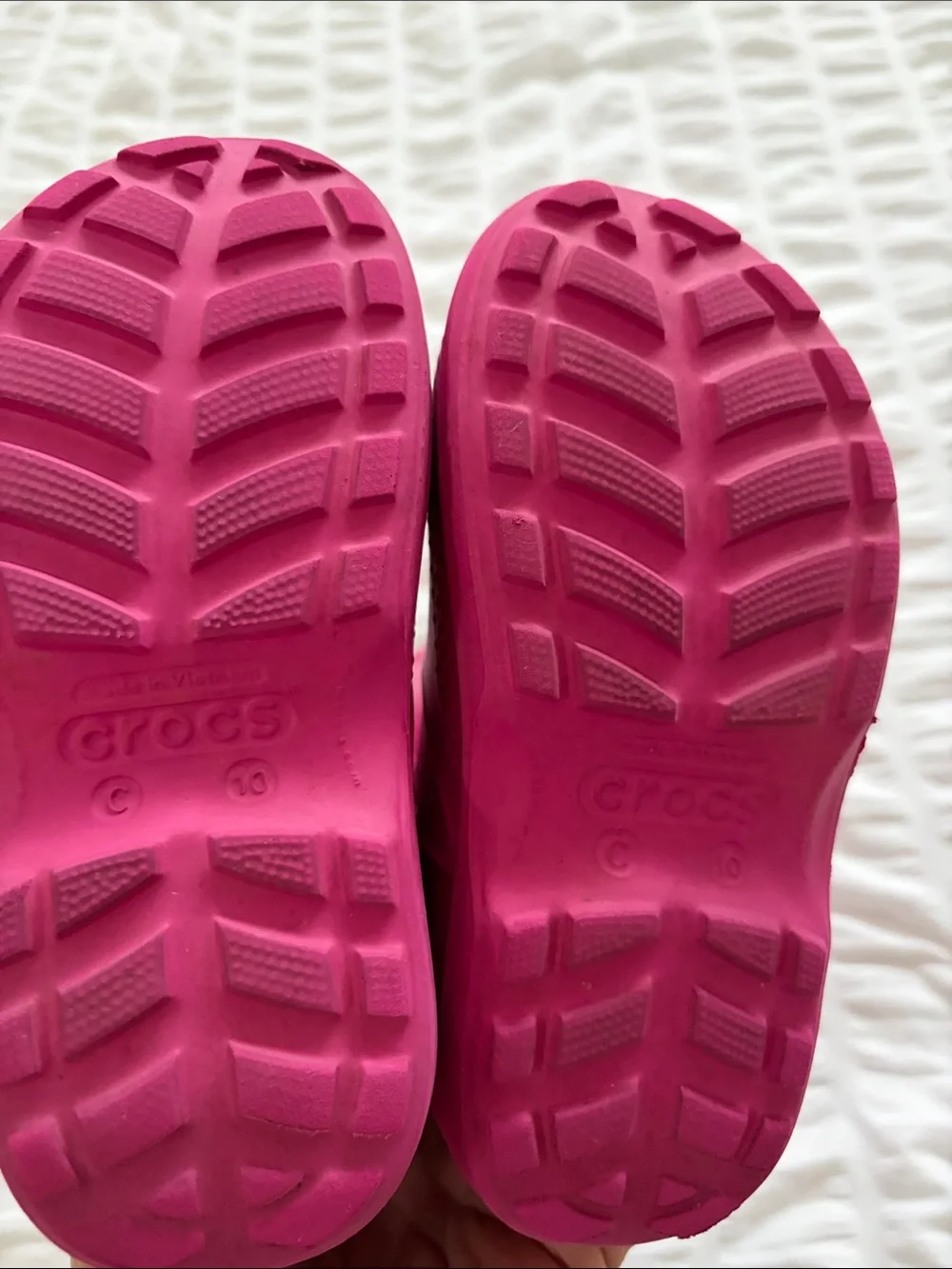CROCS Rain Boots -Kids Bright Fuchsia Waterproof with Pull Handles. Fun for play